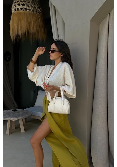 Shule Bags Peggy Oval Çapraz Çanta Krem Krem