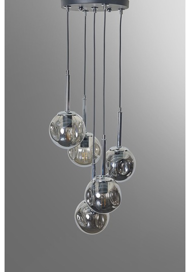 Mona 5 Li Krom-siyah Metal Gövde Füme Camlı Tasarım Lüx Sark... Krom