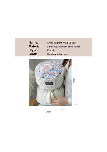 Hangfox 21 Adet Kekik Kız Mavi Buz Gül Soap Çiçek Buketi - Hediye Çantası Ve Lambalı Doğum Günü Özel Hediyesi