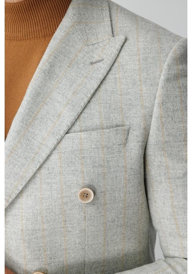 Erkek Gri Slım Fıt / Dar Kalıp Geniş Kırlangıç Ceket-20009 Gri