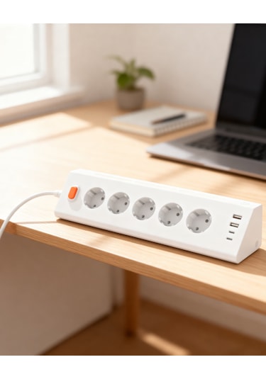 Akıllı Priz Termal Korumalı 5 Li Priz 3680w Led Işıklı Çoklu Çoklu Akım Prizi Usb Usb-c 0