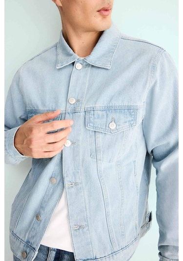 Defacto Regular Fit Düğmeli Jean Ceket F4741ax25aunm39 Mavi