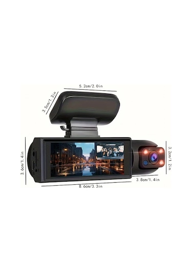 Xuweiwei Dual Kamera Araba Kamerası 1080p On 480p Iç Görüş Ir Gece Görüşü Döngü Kayıt M8 32g Card