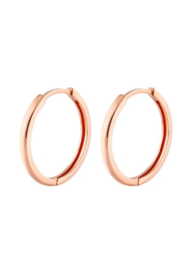 Taşsız Rose Gold Halka Gümüş Kadın Küpe N11.91586