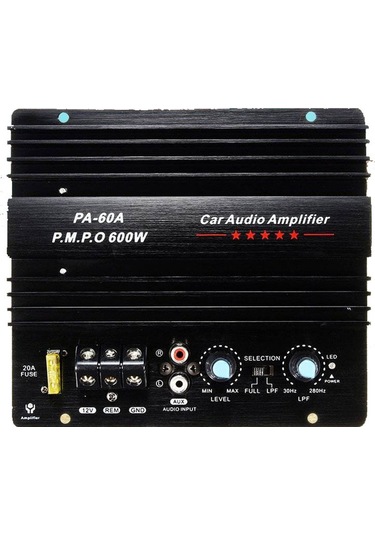 Symbee 12v 600w Siyah Araç Güçlendirici Kartı - 4ω 75-90db Duyarlılıklı Oto Ses Sistemi Pa-60a