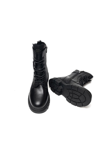 Greyder 32720 Kadın Siyah Hakiki Deri Military Bot -168-siyah Siyah