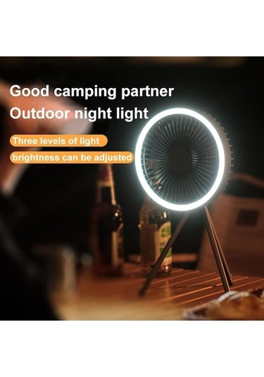 Gri Kamp Fanı Şarj Edilebilir Masaüstü Taşınabilir Sirkülatör Kablosuz Tavan Elektrikli Fan İle 10000 Mah 4000 Mah Güç Bankası Led Aydınlatma 4000mah Gri Gri