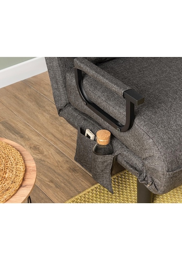 Pafu Sento Tekli Katlanır Yataklı Koltuk - Keten Koyu Gri Koyu Gri