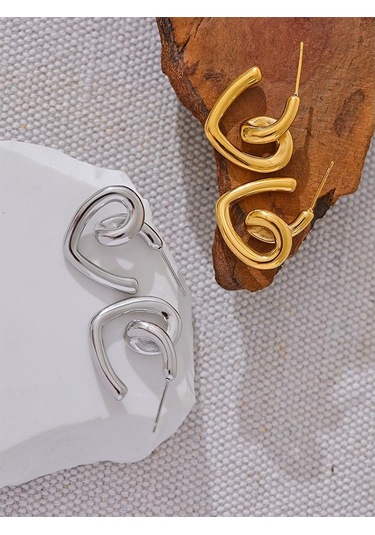 Platin Eetit Minimalist Paslanmaz Çelik Kalp Huggie Küpe Paslanmaz 18k Kaplama Moda Günlük Takı Bijoux Kadın Aksesuarları Çok Renkli