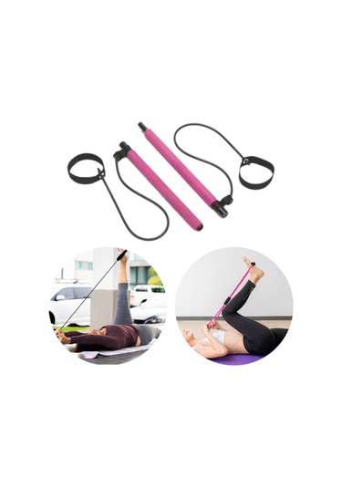 Suntek 2 Bölüm Pilates Bar Egzersiz Çubuğu Gül-kırmızısı Gül Kırmızısı