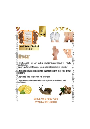 Ayak Peeling Maskesi 6 Lı Soyulma Etkili, Ölü Deri Temizleyici Ve Pürüzsüzleştirici Bakım