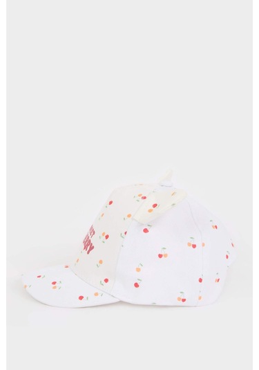 DeFacto Kız Bebek Baskılı Pamuklu Cap Şapka D8386A525SMWT1 Beyaz