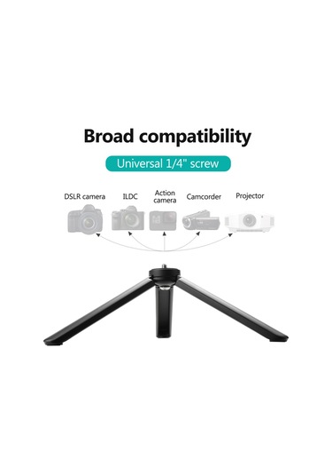 Hafif Mini Masaüstü Tripod Alüminyum Alaşımlı Tripod Standı 1/4 İnç Vida Anahtarı İle Dslr Ildc Kamera Video Kamera Projektör İçin Siyah