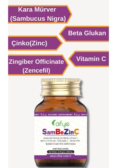 Afye Sambezinc Karamürver-Çinko-Beta Glukan 60 Bitkisel Kapsül
