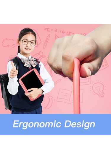 Hombey 9 İnç Pembe Renkli Lcd Çocuk Yazma Tahtası - Usb Şarjlı, Akıllı Göz Korumalı, Tek Tuşlu Kilit Ve Temizleme, Parlak Film, Çift Uçlu Kalem Pembe