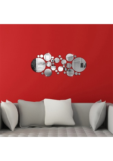 Geekyou 30'lu Silver Akrilik Yuvarlak Ayna Duvar Sticker Seti - Dıy Ev Dekorasyonu, Hafif, Kolay Kurulum, Çocuk Odası/yatak Odası/banyo Uygun Gümüş
