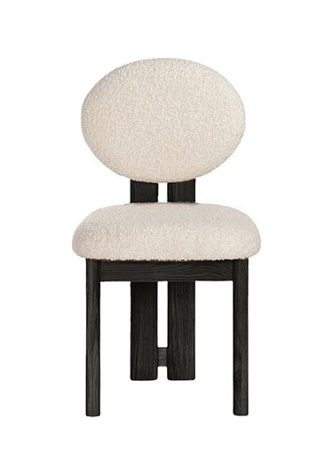 Coco İskandinav Teddy Natural Ahşap Bohem Sandalye Siyah - Beyaz