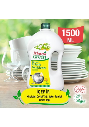 Mom's Green Bitkisel Elde Bulaşık Temizleyici Limon 3 x 1500 ML