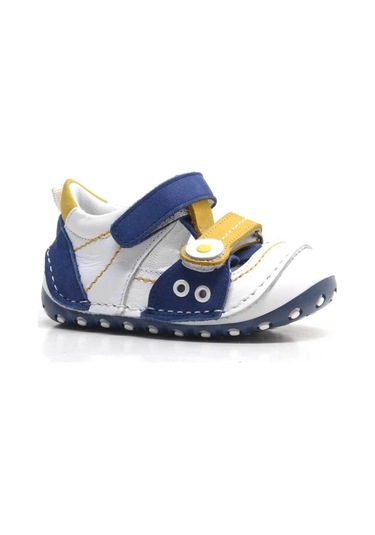 Hapshoe Hakiki Deri Sarı Lacivert Cırtlı Yazlık Ilk Adım Taraftar Ayakkab Sarı - Lacivert