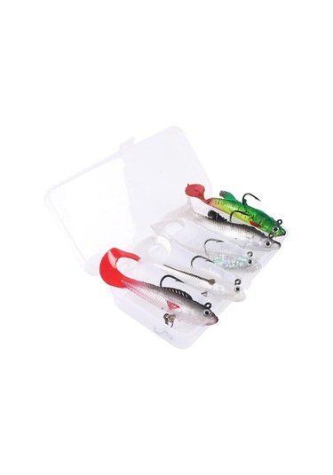 Valkyrie 5 Adet Yumuşak Silikon Sırtlı Çift İğneli Sahte Olta Yem Seti Wobbler T Tail Tatlı Ve Tuzlu Su Uyumlu