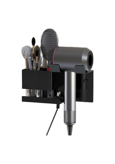 Lichen Saç Kurutma Makinesi Saklama Rafı, Banyo Lavabosu, Banyo Siyah