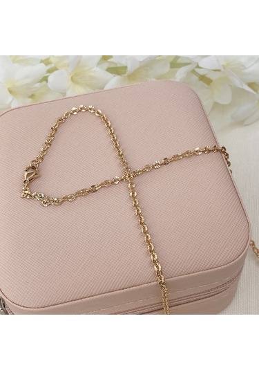 Işıltılı İşlemeli Çelik Zincir Kolye Kararmaz Xuping Vip Seri Ürün Rose 45 Cm Rose Gold