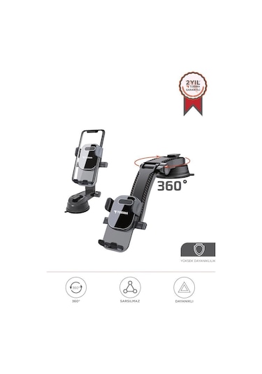 Torima Jx-048 Siyah Araç İçi Vantuzlu 360 Derece Telefon Tutucu