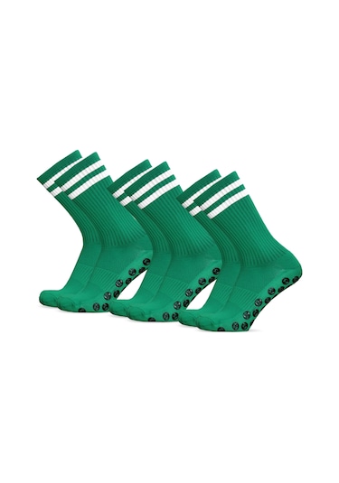 Youmex Yeşil Futbol Çorapları 3'lü Paket - Konforlu, Nefes Alıcı, Ter Emici, Kaymaz Önleyici Tabanlı Yeşil
