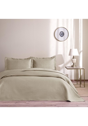 Taç Harlow Yatak Örtüsü Taş Çift Kişilik Taş