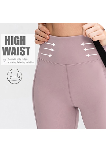 Kosona Kadın Yüksek Bel Gönlük Giyilebilir Spor Taytları - Soluk, Hızlı Kuruyan, Deri Kabartıcı, Cep Desenli Mavi 4/s 02338 Koyu Mavi