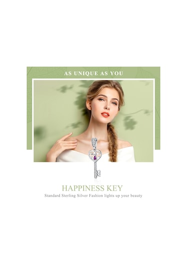 S925 Ayar Gümüş Mutluluk Anahtar Kolye Charm Aksesuarları Çok Renkli