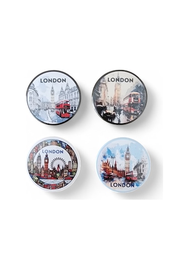 Londra Magnet Set 3 - 4'lü Buzdolabı Magnet London Karışık Renkli