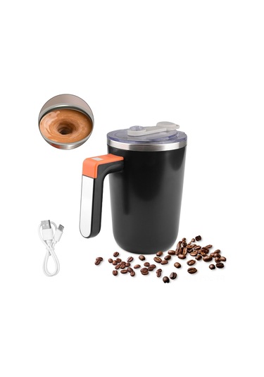 Padalink Sıcak Tutucu Ve Karıştırıcı 300ml Usb Şarjlı 304 Çelik Bardak - Ip65 Su Geçirmez, Ofis/ev/seyahat İçin Siyah Ut-52 Siyah