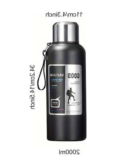 Zyzqstore Paslanmaz Çelik Vakum Yalıtımlı, Taşınabilir 2 L Siyah Büyük Kapasiteli Termos Siyah