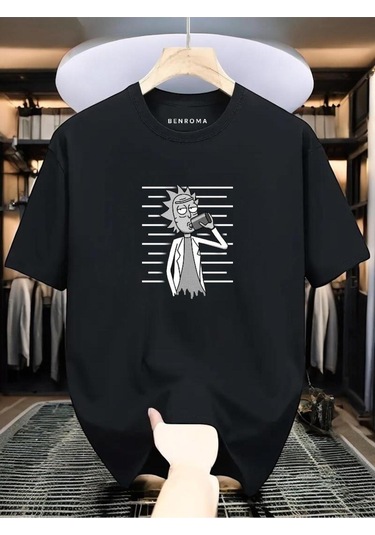 Adam Baskılı Oversize Siyah T-shirt SIYAH
