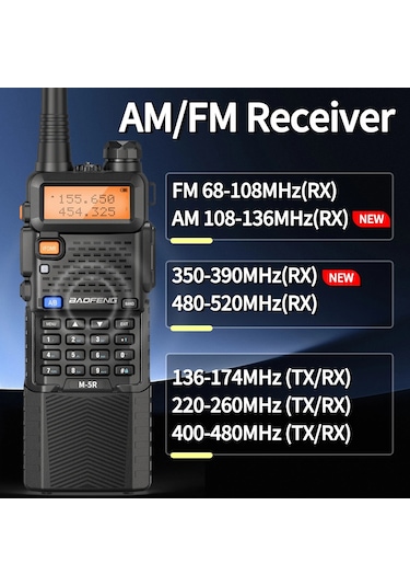 1 Adet Baofeng M-5r 8w Walkie Talkie 3800mah Pil Çok Bant Am Tip-c Kopya 1 Add Base Charger