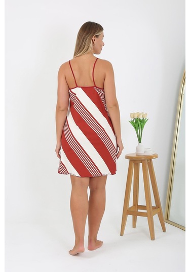 Akbeniz Kadın Büyük Beden İp Askılı Gecelik 98513 Kırmızı