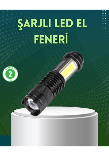 4 Modlu Usb Şarjlı Led El Feneri Kamp Ve Outdoor Çok Renkli