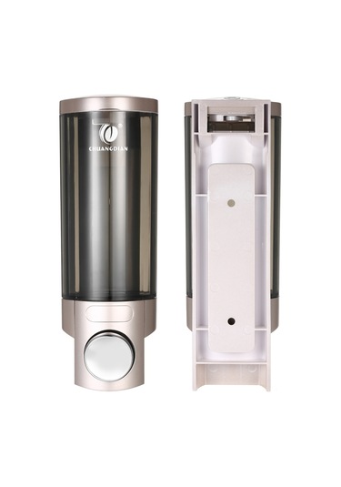 Vkemall Duvar Montajlı 300ml Sabun Dispenseri, Cam Arka Pencereli, Kilitleme Fonksiyonu, Ev Otel Banyo Kullanıma Uygun, Şampanya Altın, Abs+pc Malzeme, El İle Basma, Transparan Şişe Şampanya Altın