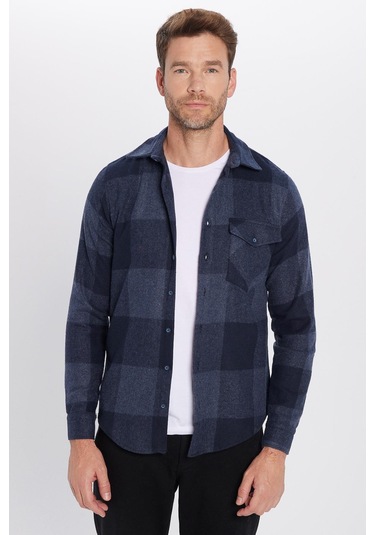 Slim Fit Uzun Kollu Kışlık Oduncu Ekoseli Unisex Gömlek-26364 Çok Renkli