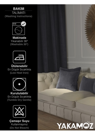 Karanlık Gri Kırlent , Yastık Kılıfı Kadife Görünümlü Velvet Touch Serisi Karanlık Gri