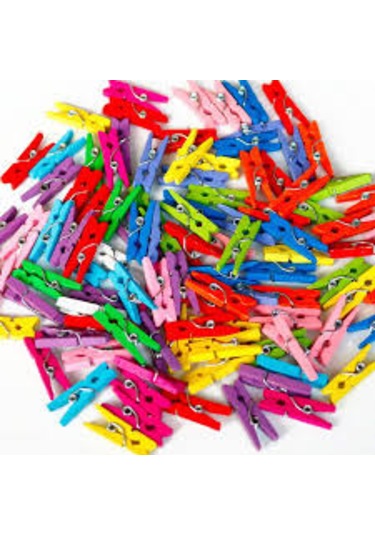 Dekoratif Süsleme Renkli Minik Ahşap Mandal 10+