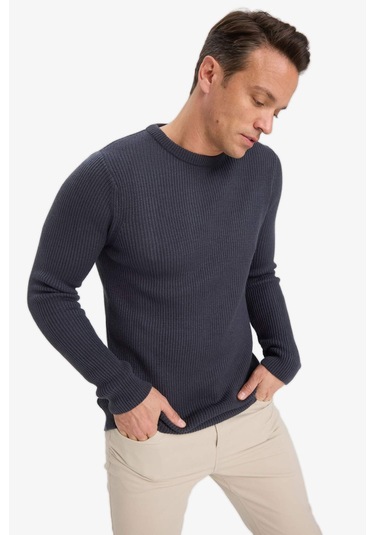 Defacto Standart Fit Bisiklet Yaka Triko Kazak C8814ax25wnar184 Antrasit