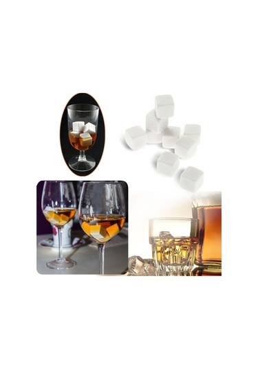 Ulzyvf 9'lu Viski Taşları Seti - Ahşap Kutulu, Kokusuz Granit Soğutma Taşları Gri Gri