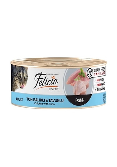 Felicia Tahılsız Ton Balıklı ve Tavuklu Kıyılmış Konserve Yetişkin Kedi Maması 85 G