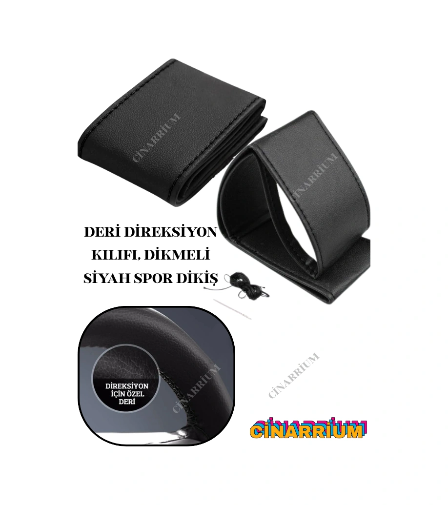 Bmw 3 Yerli Üretim Suni Deri Direksiyon Kılıfı, Dikmeli Siyah Spor Dikiş Çok Renkli