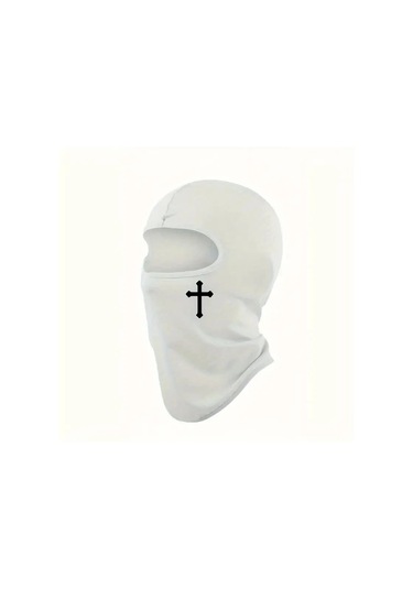 Nefes Alabilen Siyah Haçlı Balaklava Yüz Maskesi Bisiklet, Motosiklet, Yürüyüş, Kayak Ve Açık Hava Sporları İçin Mükemmel Fmy Beyaz Diğer