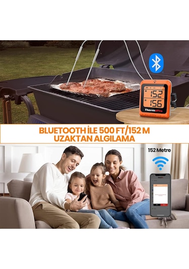 ThermoPro TP920 Cep Telefonu Kontrollü, Bluetooth ve Çift Problu Profesyonel Gıda Pişirme Termometre