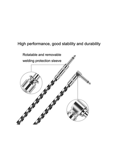 Sones 5m 1 Düz Başlık + 1 Dirsek Başlı 6,35mm Gitar Kablosu Oksijensiz Bakır Çekirdekli Ts Büyük İki Çekirdekli Kablo