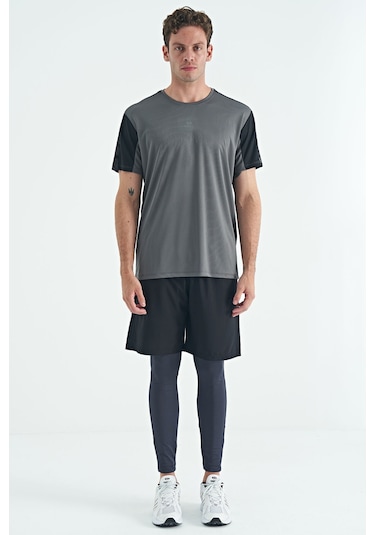 Tommy Life Antrasit Arka Bilek Baskı Detaylı Yüksek Bel Slim Fit Aktif Spor Erkek Tayt - 84988 Antrasit